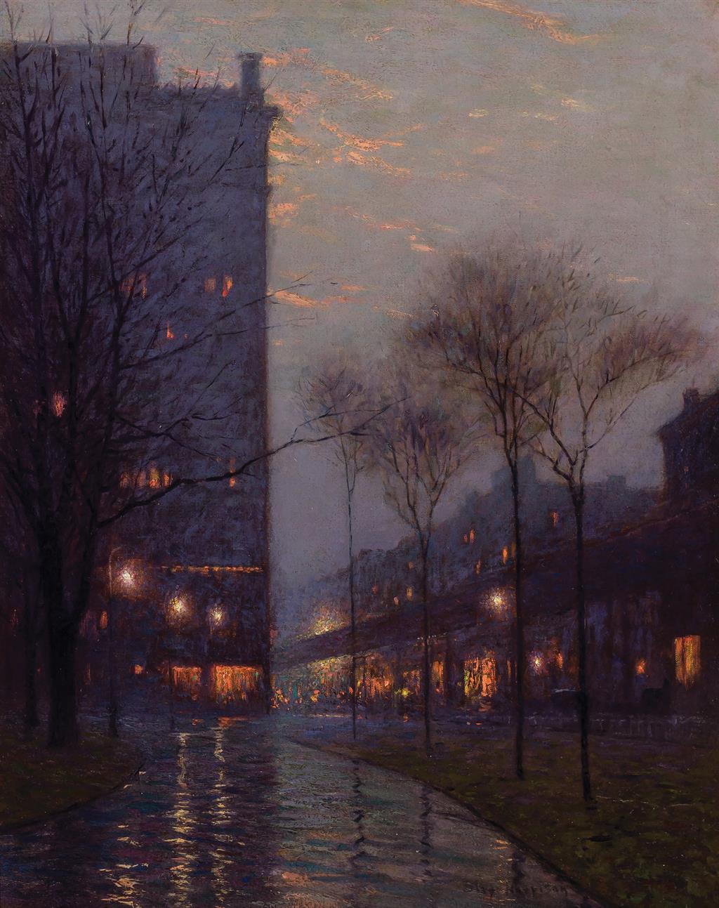 Appraisal: BIRGE HARRISON American - Bryant Park at Evening New York