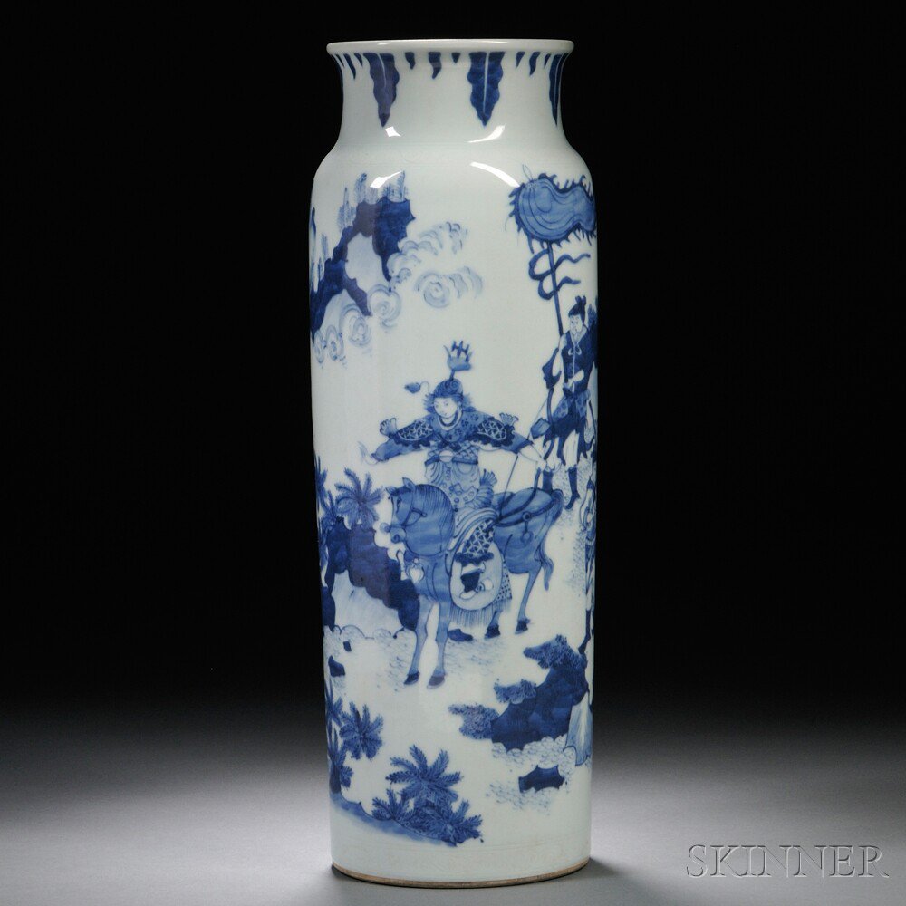 Appraisal: Blue and White Rolwagen Vase China th th century the