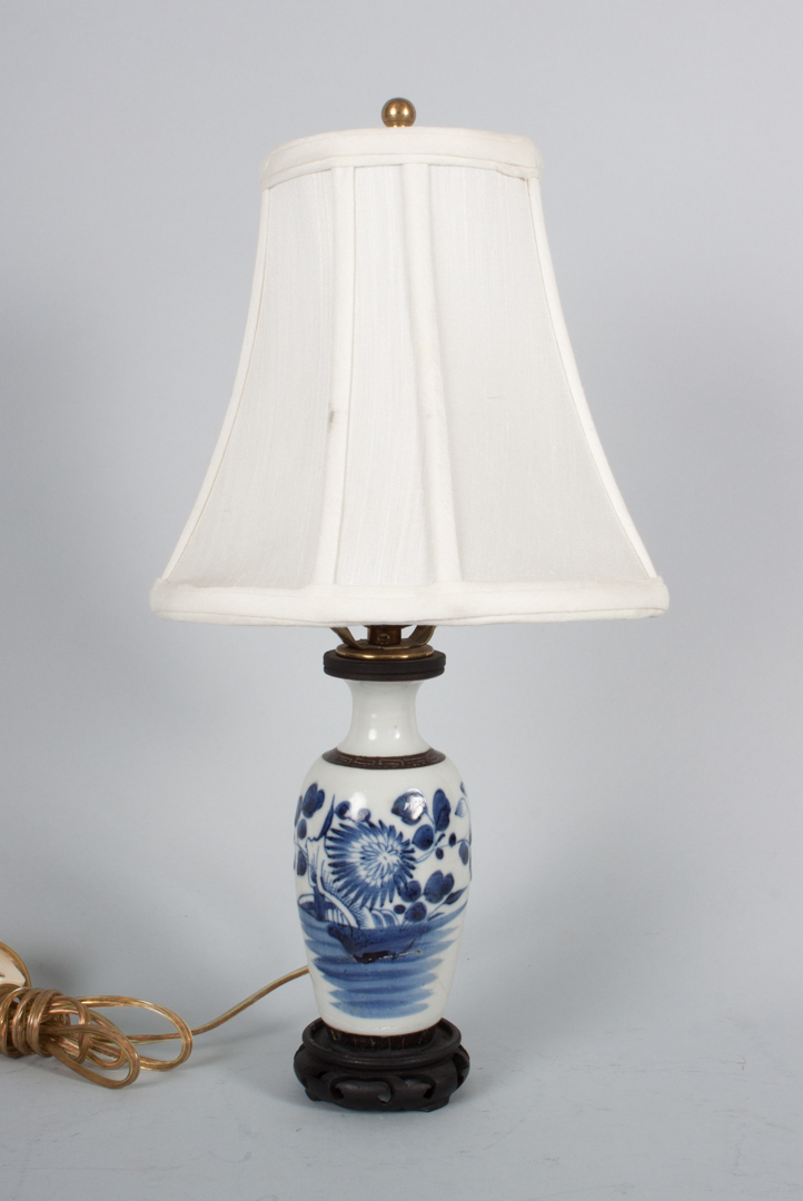 Appraisal: Chinese Export blue and white lamp late th century miniature