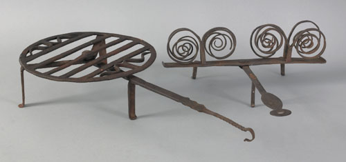 Appraisal: Wrought iron broiler and toaster early th c