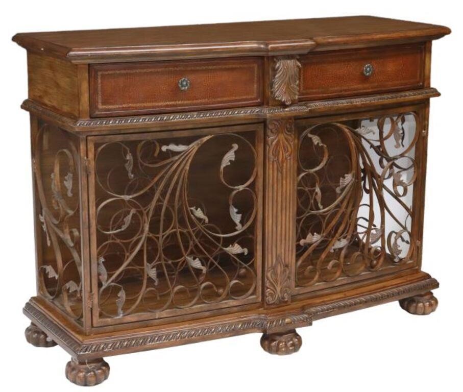 Appraisal: Wine rack sideboard st c two drawers with faux reptile