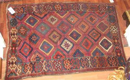 Appraisal: SMALL TURKISH antique Honeycomb patterned central field with colourful guls