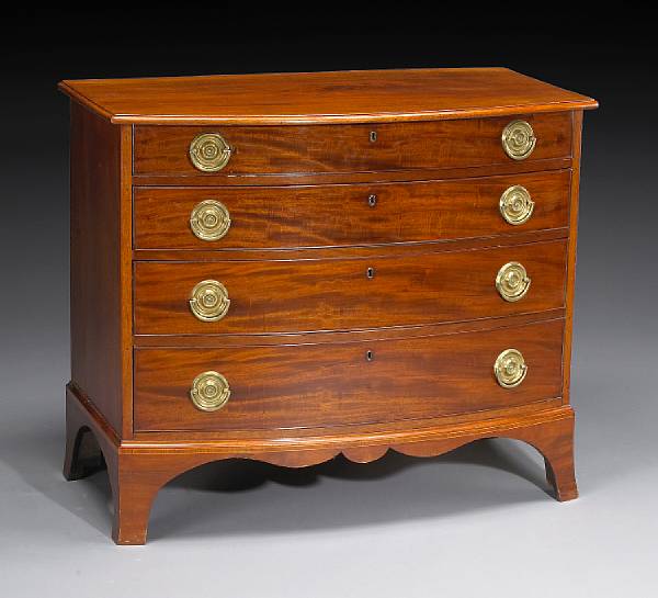 Appraisal: A Federal mahogany bow front chest of drawers Massachusetts first