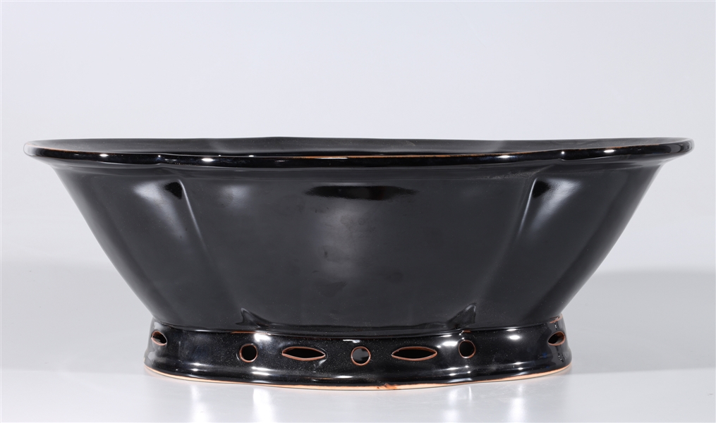 Appraisal: Large Chinese black glazed porcelain basin overall good condition H