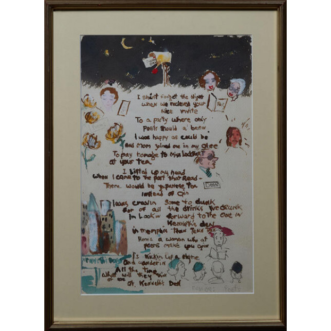 Appraisal: Dixie Durham - Arkansas Illustrated Poem th c watercolor signed