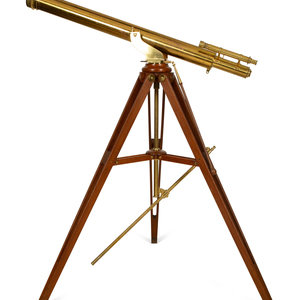 Appraisal: An English Brass Telescope on a Mahogany Tripod C Baker