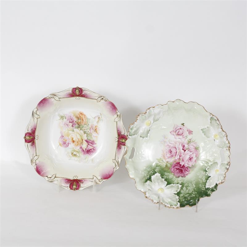 Appraisal: Two R S Prussia embossed porcelain flower serving bowls dishes