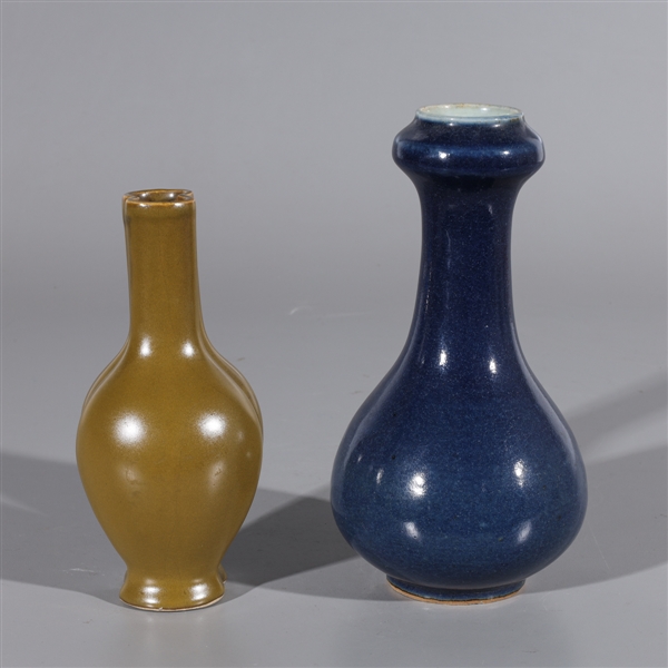 Appraisal: Two Chinese ceramic vases including blue glazed vase and double-bodied