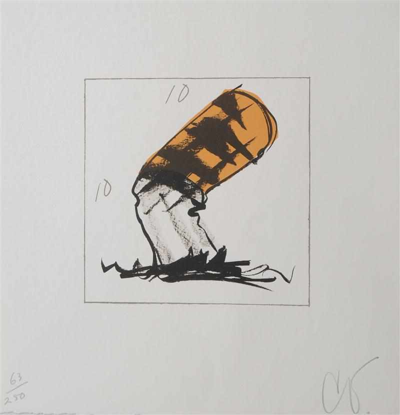 Appraisal: CLAES OLDENBURG b UNTITLED CIGARETTE BUTT Lithograph numbered initialed lower