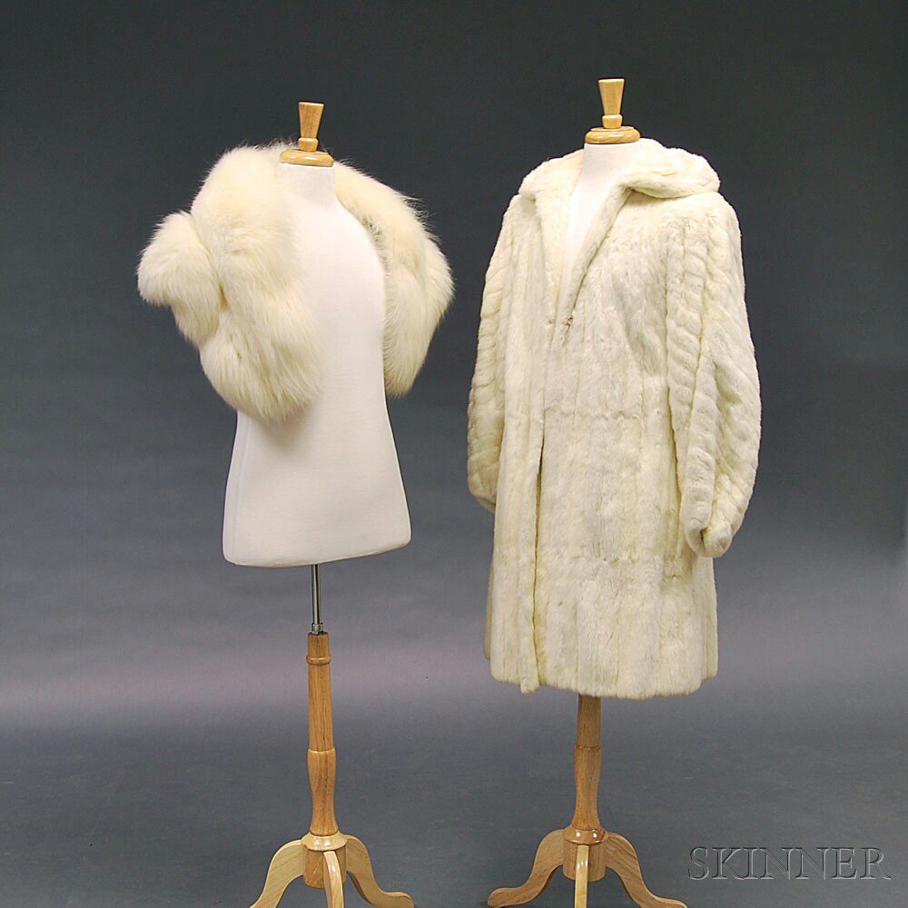 Appraisal: Two Lady's White Fur Clothing Items an Ackerman Black New