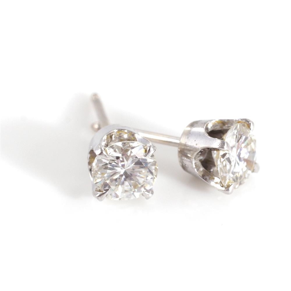 Appraisal: Diamond stud earrings approx ctw round diamond x mm round