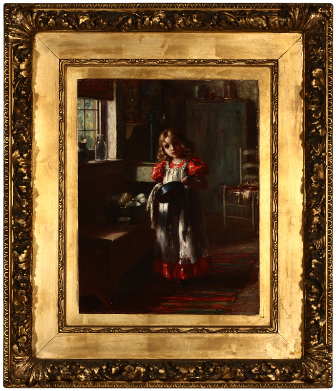 Appraisal: Frederick James Boston - Portrait of a little girl washing