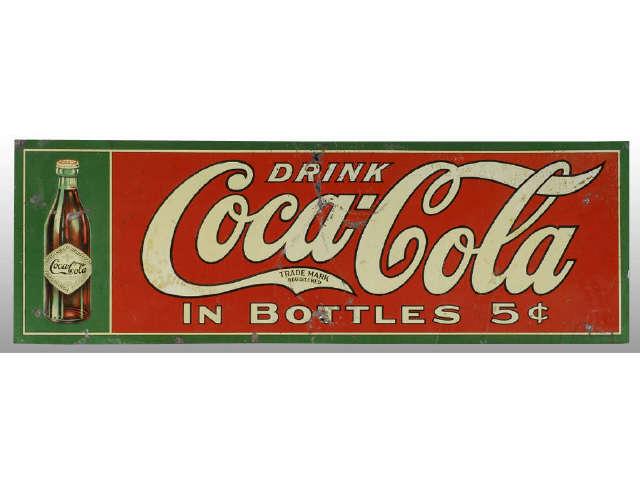 Appraisal: Embossed Coca-Cola Tin Sign Description to Couple of large nail