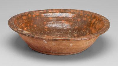 Appraisal: Large redware bowl tapered body with flattened rim and visible