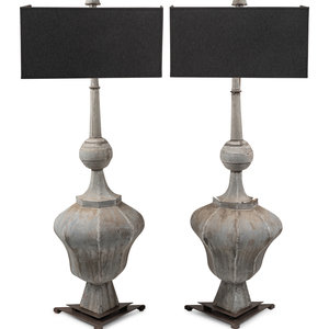 Appraisal: A Pair of T le Baluster Finials Mounted as Lamps