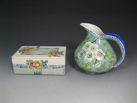 Appraisal: MAK' MERRY BOX AND COVER S glazed earthenware of rectangular