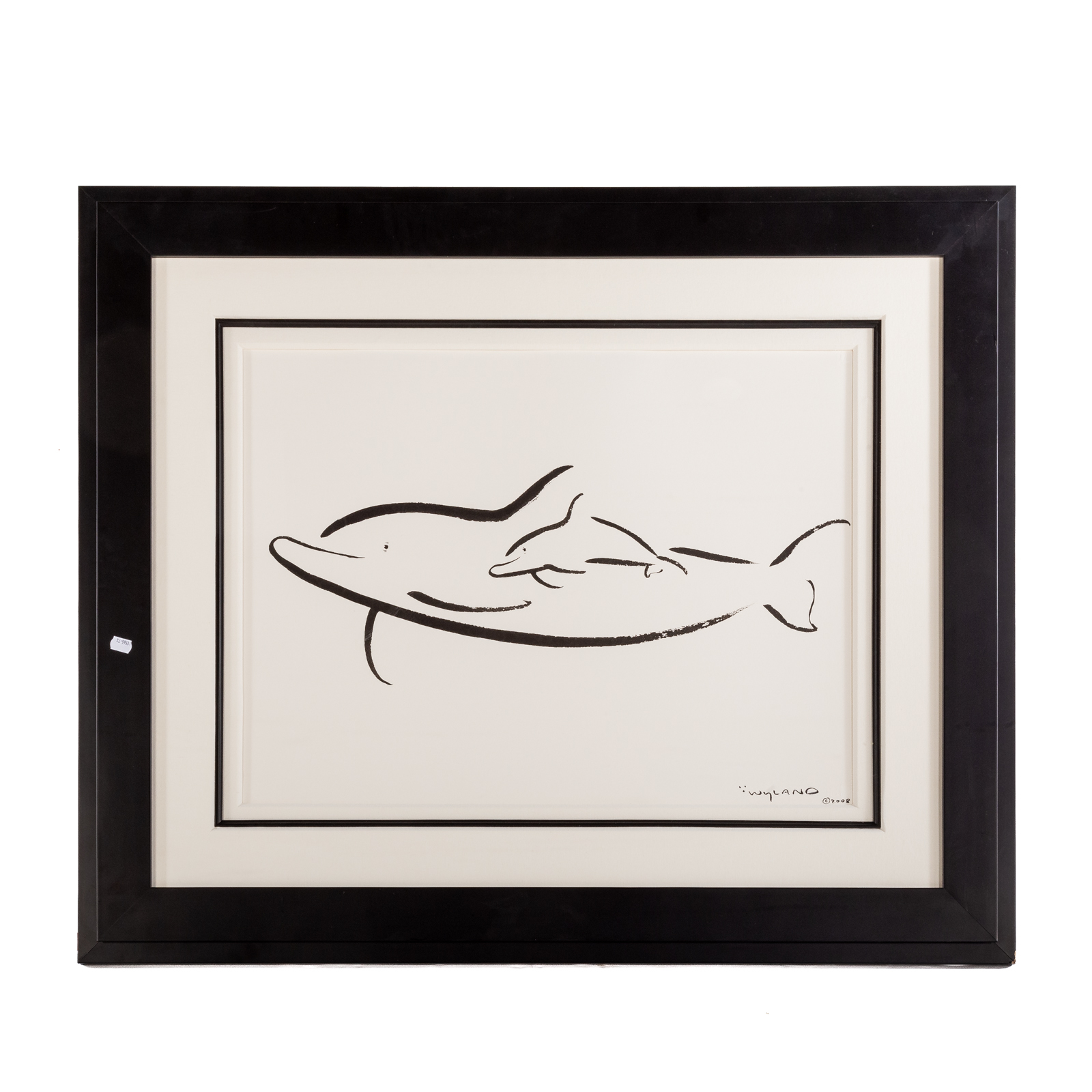 Appraisal: ROBERT WYLAND DOLPHINS SUMI INK DRAWING American b Sumi ink