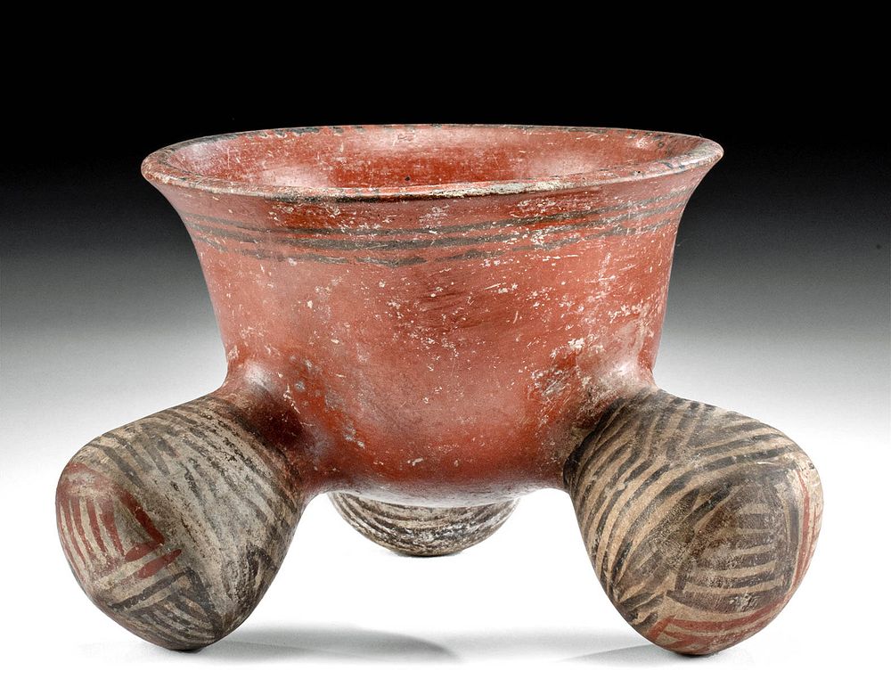 Appraisal: Chupicuaro Redware Pottery Bowl w Decorated legs Pre-Columbian West Mexico