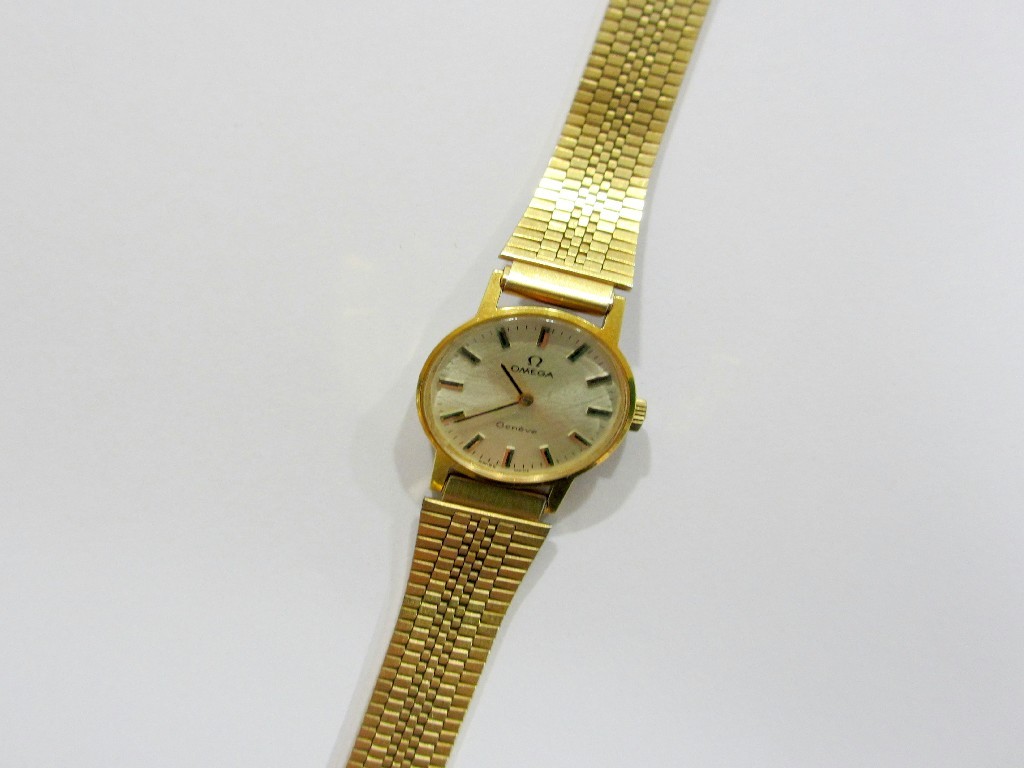 Appraisal: Mid th century ladies Omega Geneve wrist watch with cream