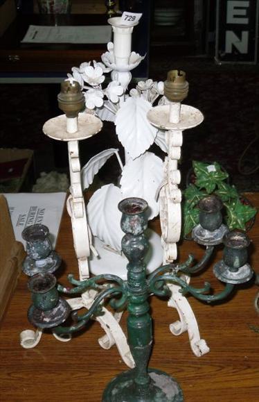 Appraisal: A large quantity of assorted antique lighting and candlesticks