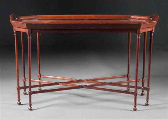 Appraisal: Regency style inlaid mahogany tray top table th century top