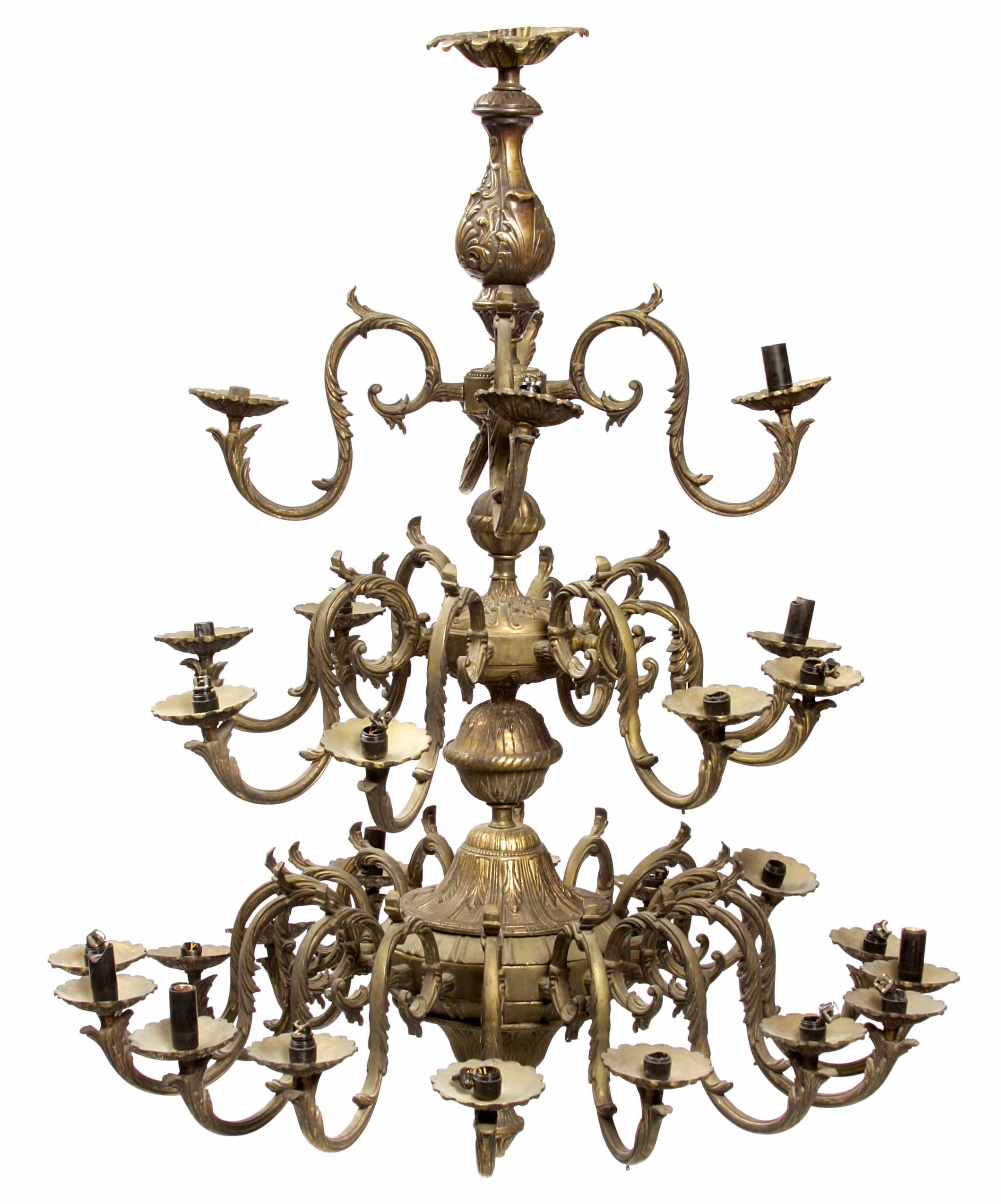 Appraisal: A Louis XV style patinated bronze and glass twenty eight