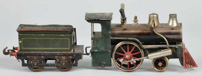 Appraisal: Carette Live Steam Stork Leg Locomotive Tender Description German Handpainted