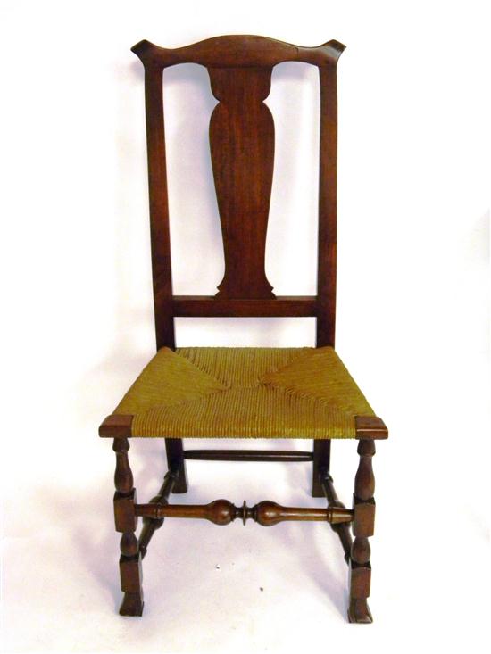 Appraisal: Queen Anne style rush seat side chair vasiform splat turned