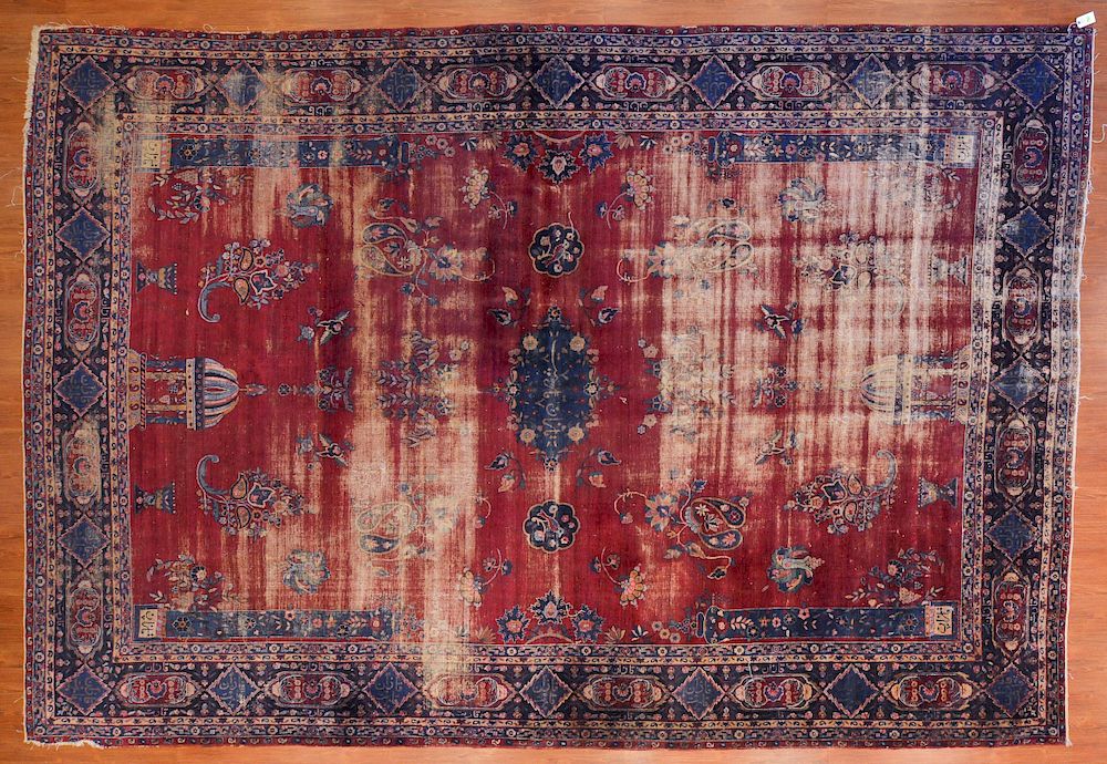 Appraisal: Antique Kerman Carpet Persia x Hand-knotted first half- th century