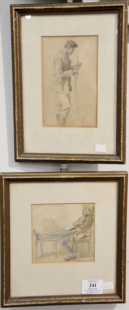 Appraisal: Set of six Theodor Hosemann - pencil watercolor on paper