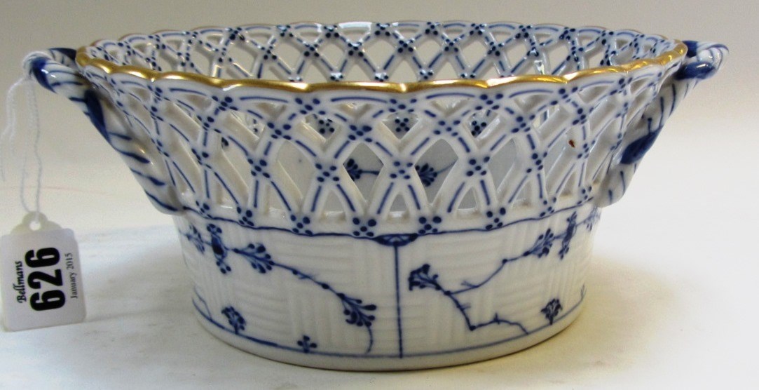 Appraisal: A Copenhagen porcelain two handled basket late th century with