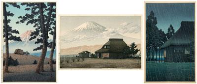 Appraisal: Three Hasai Kawase - prints quot Rain at Lakeside Teahouse