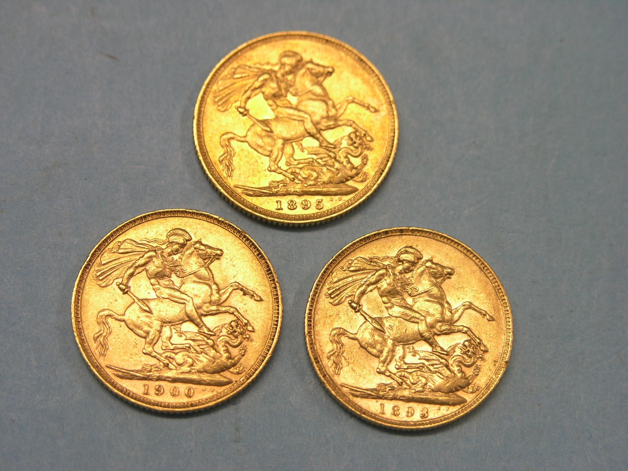 Appraisal: Three Victorian gold Sovereigns includes Sydney mint