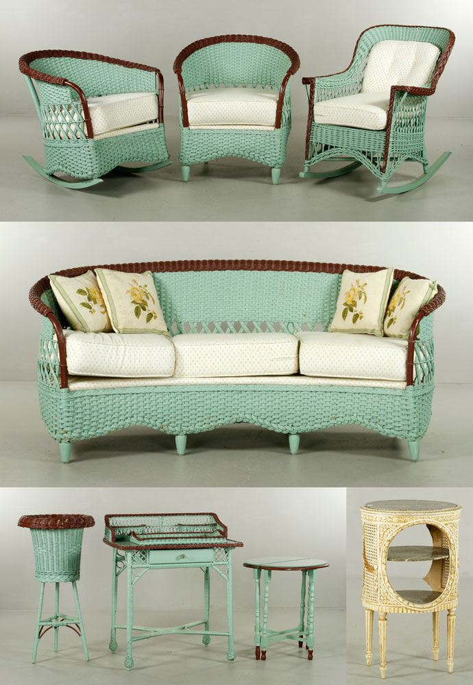 Appraisal: - s Wicker Porch Set Wicker porch set s to