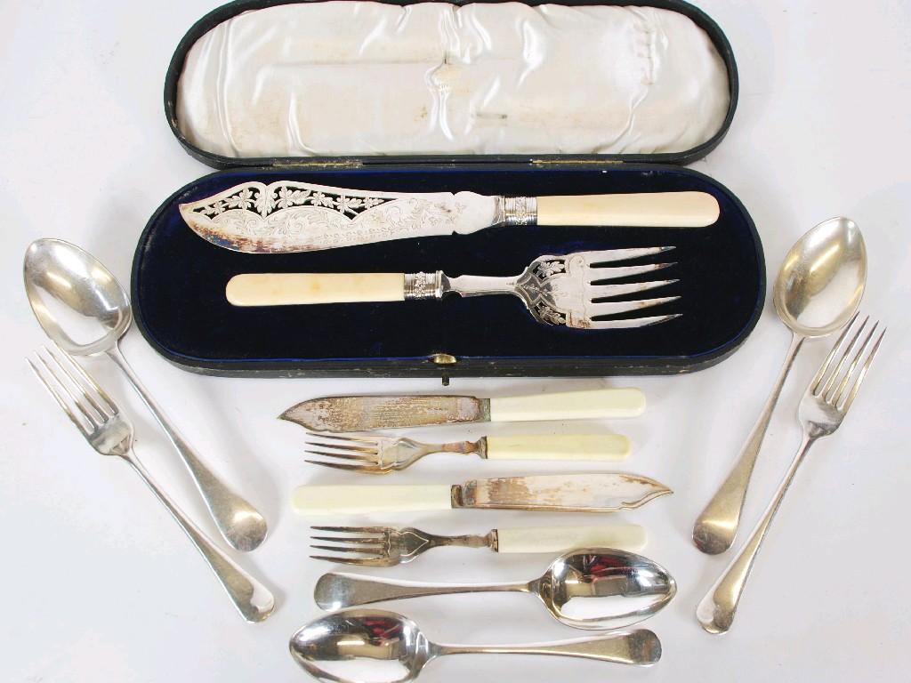 Appraisal: ELKINGTON AND CO PAIR OF ELECTROPLATE FISH SERVERS with vine