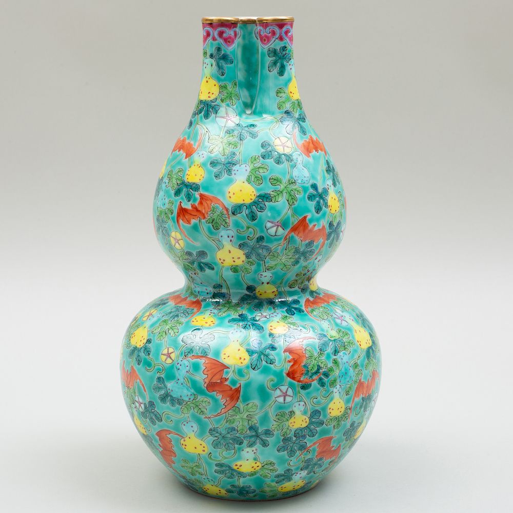 Appraisal: Chinese Porcelain Double Gourd Form Vase with Three Apertures Seal