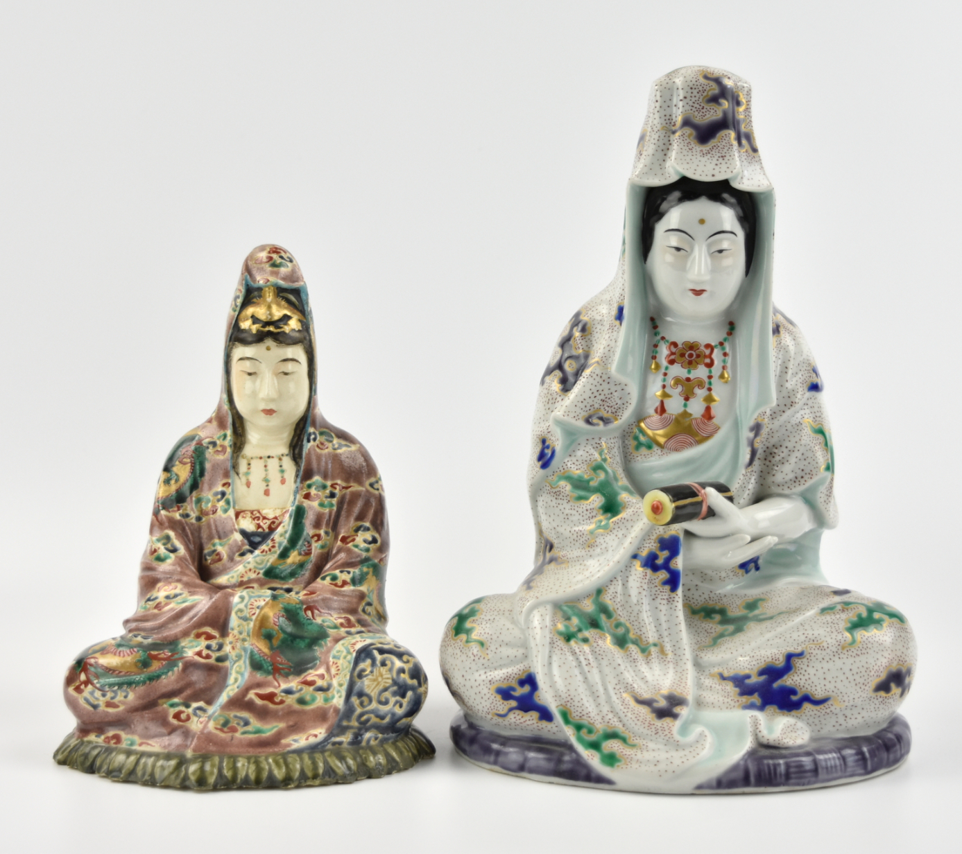 Appraisal: Japanese th C a finely painted Guanyin figure seated on