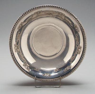 Appraisal: Sterling bowl gadroon border shell and floral decoration Elmore Silver