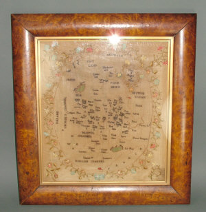 Appraisal: An early th century silk embroidered and cross stitch map