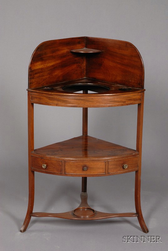 Appraisal: English Mahogany Corner Washstand th century of typical form with