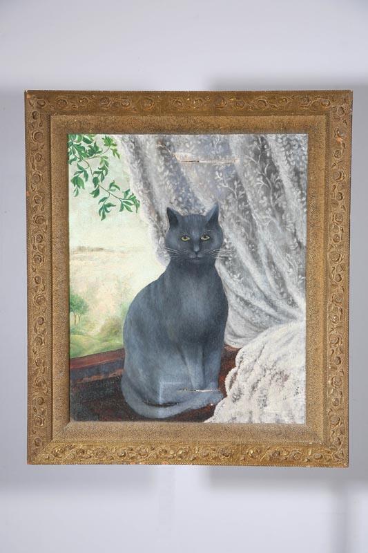 Appraisal: PORTRAIT OF A CAT AMERICA LATE TH-EARLY TH CENTURY Oil