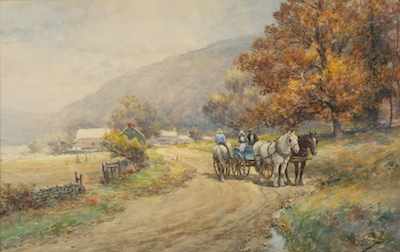 Appraisal: Frank F English American - Country lane Watercolor on paper