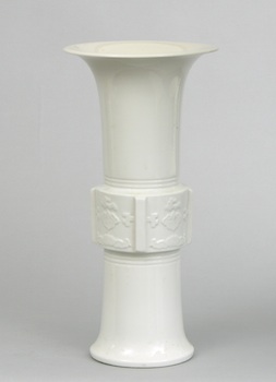 Appraisal: A Blanc De Chine Gu Shape Vase Chinese Very thinly