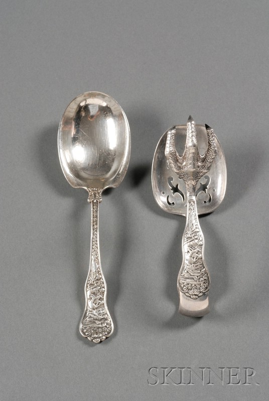 Appraisal: Two Tiffany Co Sterling Olympian Pattern Servers comprising a pair