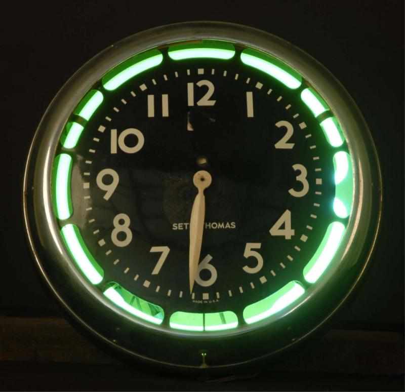 Appraisal: Seth Thomas Neon Clock Description s Plymouth Hollow CT to