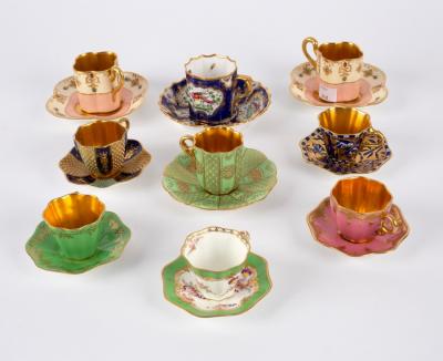 Appraisal: Nine Copeland demitasse cabinet cups and saucers one damaged