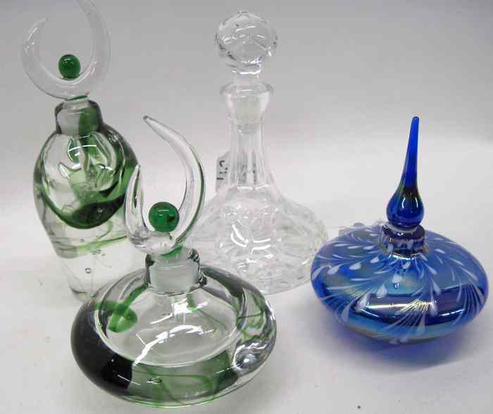 Appraisal: COLLECTION OF FOUR ART GLASS PERFUMES a set of two