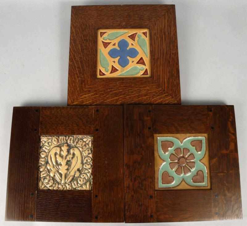 Appraisal: Lot of Framed Tile Pieces Description All housed in contemporary