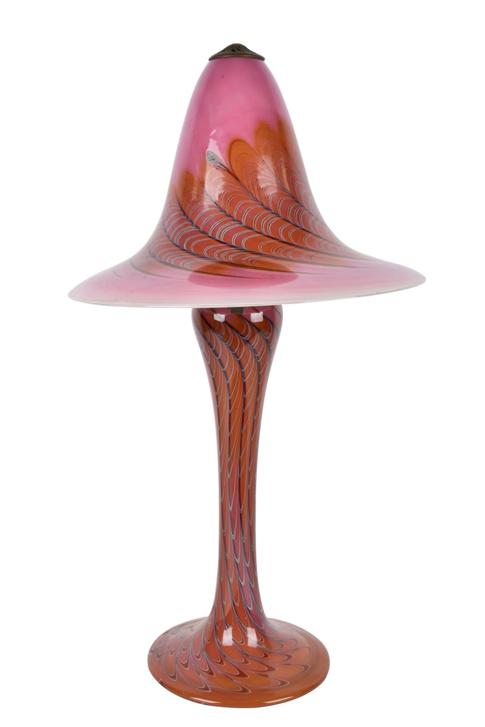 Appraisal: JOE CLEARMAN ART GLASS TABLE LAMP signed dated and numbered