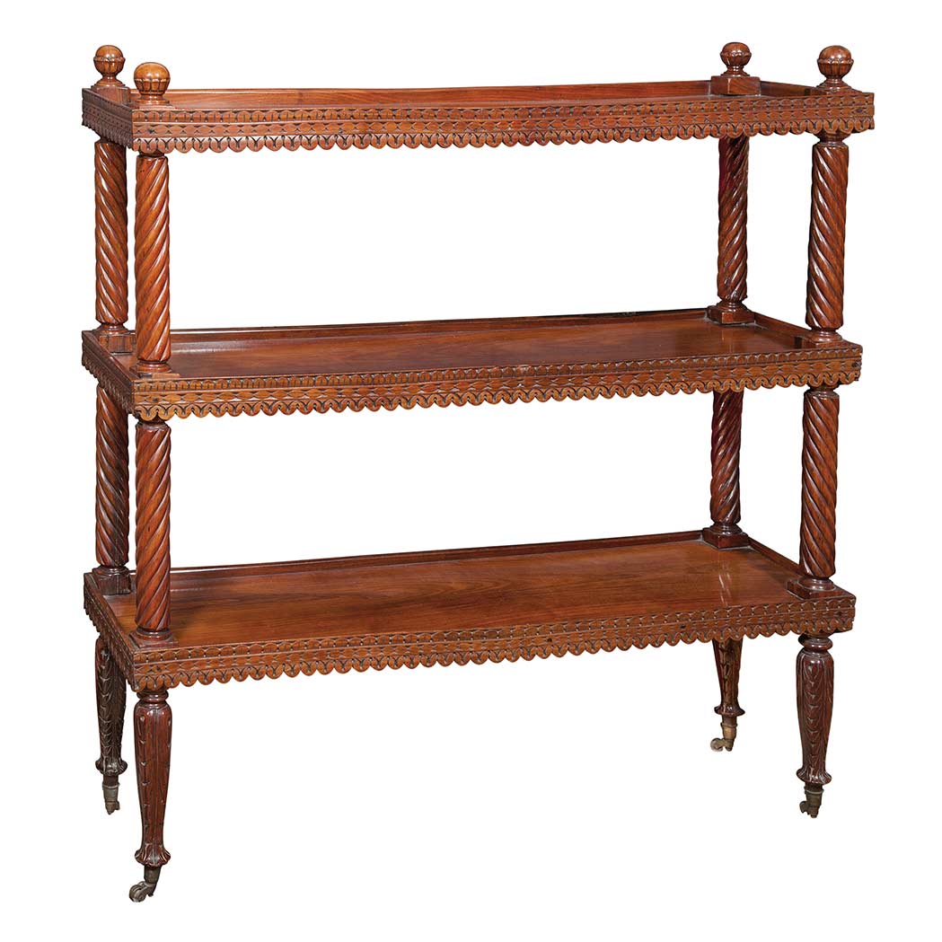 Appraisal: Victorian Carved Mahogany Three-Tier Etagere Late th early th century